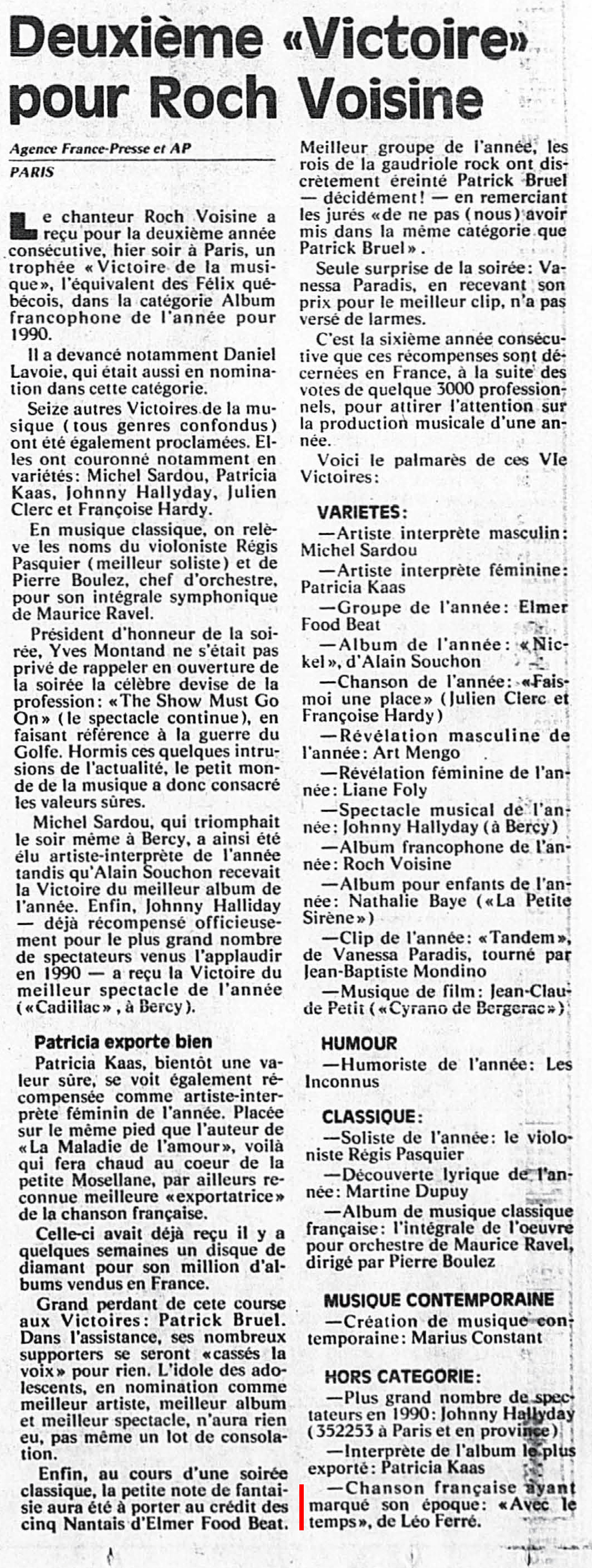 Léo Ferré - La Presse, 3 février 1991, C. Livres - Arts et spectacles - Galeries d'art
